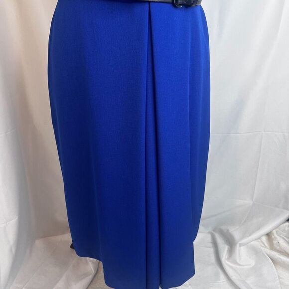 Kasper Bold Blue Sleeveless Belted Sheath Dress Career Professional Size 10P - Picture 6 of 11